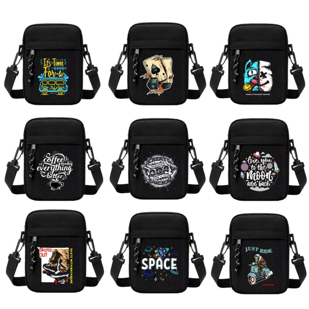 TAS SELEMPANG PRIA murah distro anti air waterproof keren kekinian kerja simpel original sling bag w