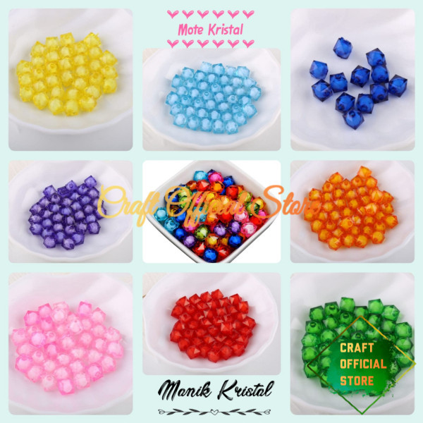 (60 Pcs) Manik Manik Kristal Akrilik Mote Kristal Bahan Craft DIY Import Premium