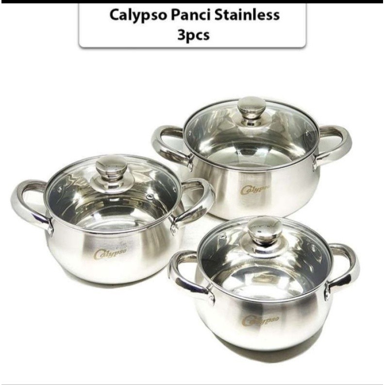 Panci Calypso set 3pcs Stainless Steel