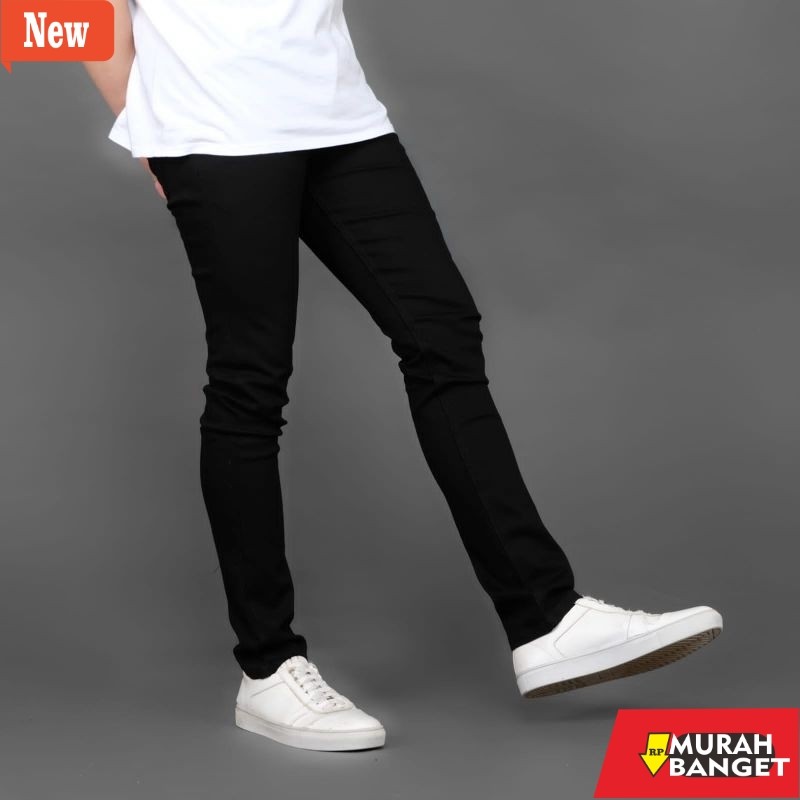 Celana jeans terbaru yg lagi viral- ROCK HOLIC CELANA PANJANG JEANS HITAM PRIA SKINNY SEMI SLIMFIT P