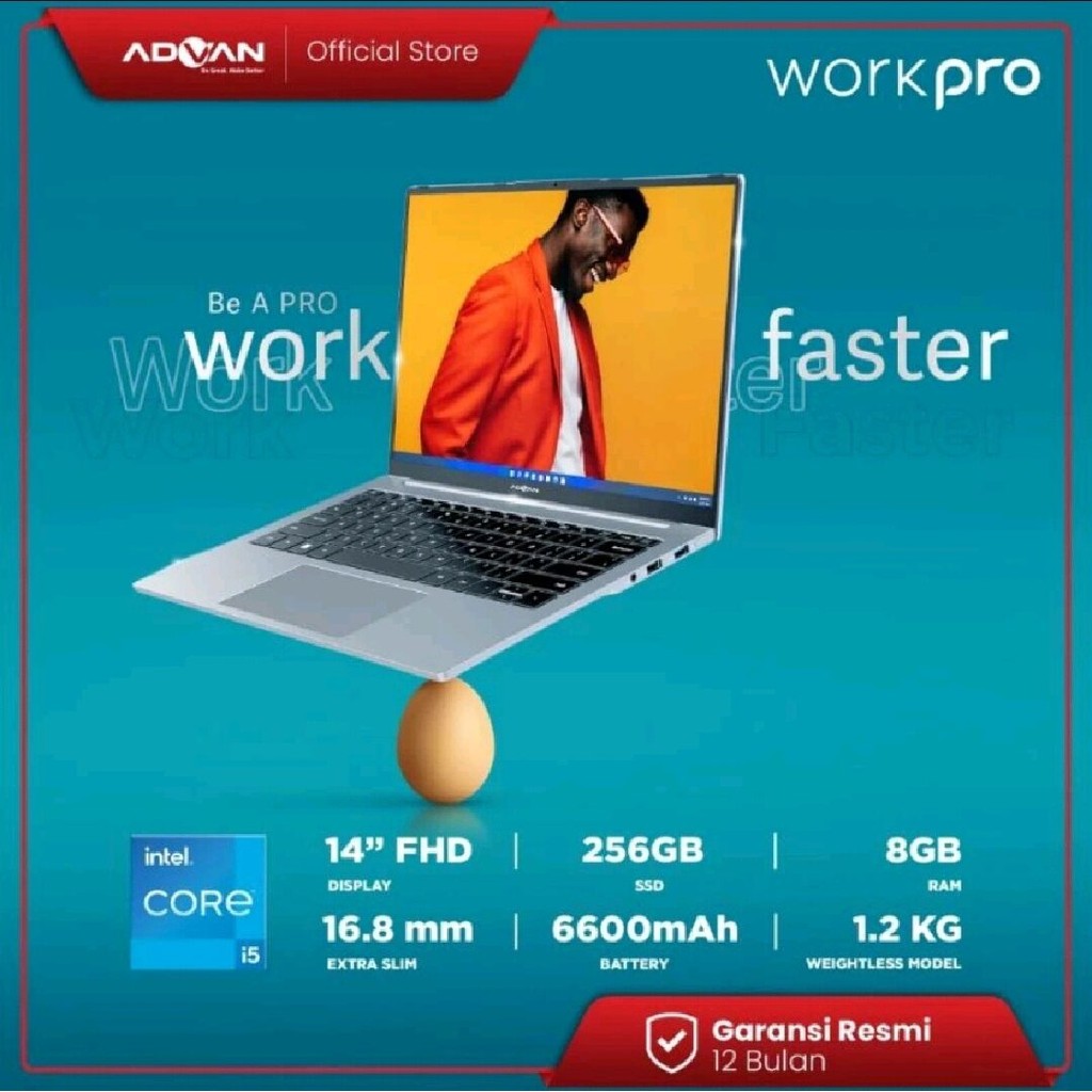 LAPTOP ADVAN WORKPRO I5-1035G7 8GB 256GB SSD FHD IPS W11 Gray