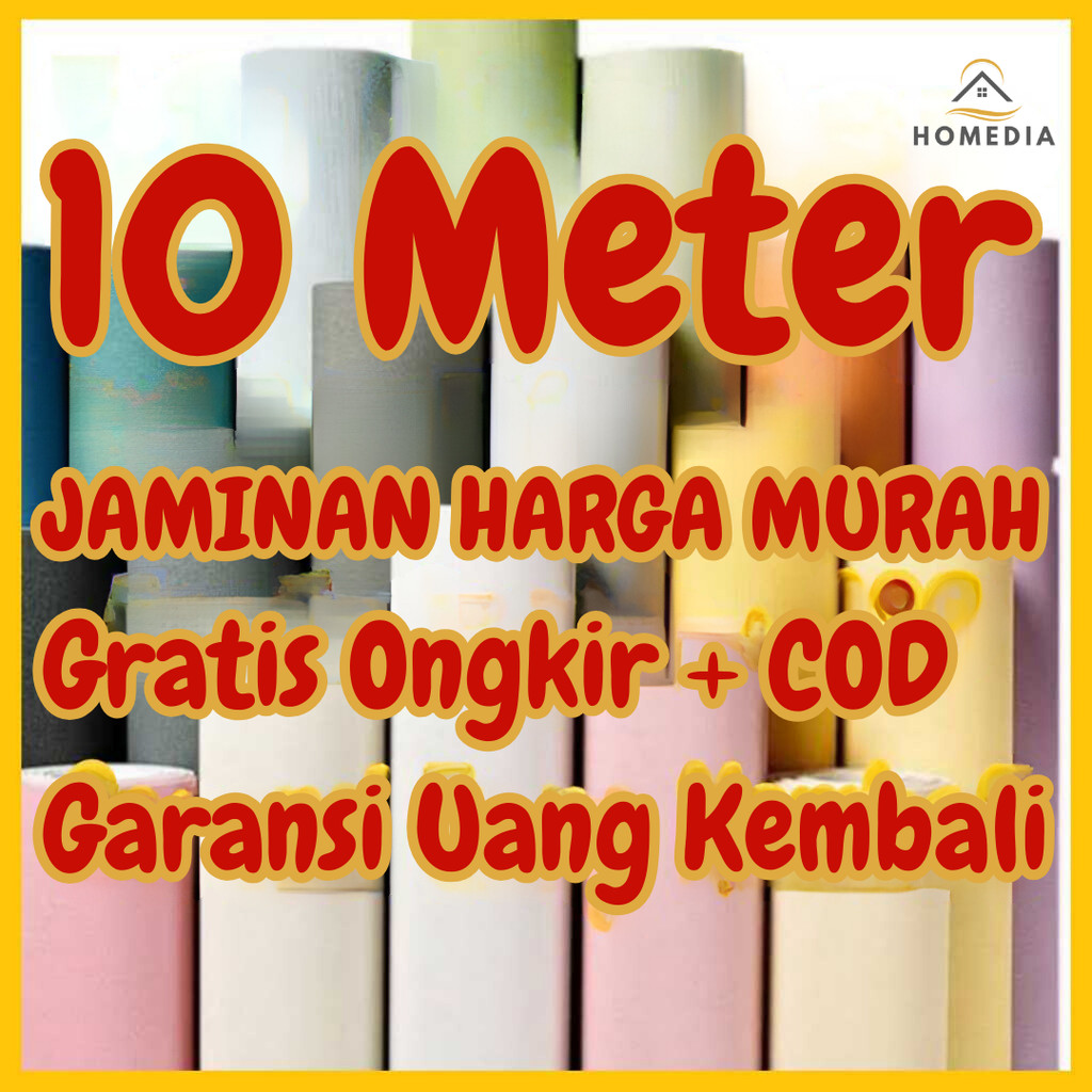 Wallpaper Dinding 10 m 10 meter 45 cm x 10 m MOTIF POLOS HIJAU BIRU ABU PUTIH POLOS PREMIUM