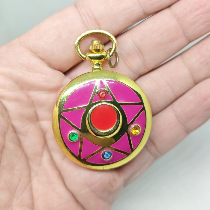 BDD Sailor Moon Necklace Transformation Broach Pocket Watch Jam Kalung Cosplay