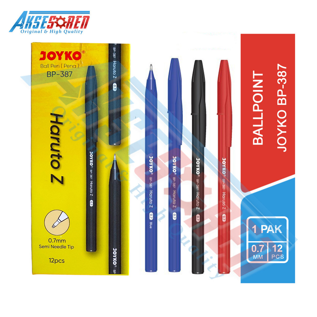 

Aksesoren Pulpen Haruto Z Joyko BP-387 [1 Pack/12 Pcs] / Bolpoin Ballpoint Pena 1 Pack / Bulpen Bulpoin Balpoint Polpen 1 Pak Hitam Biru Merah / Alat Tulis Sekolah
