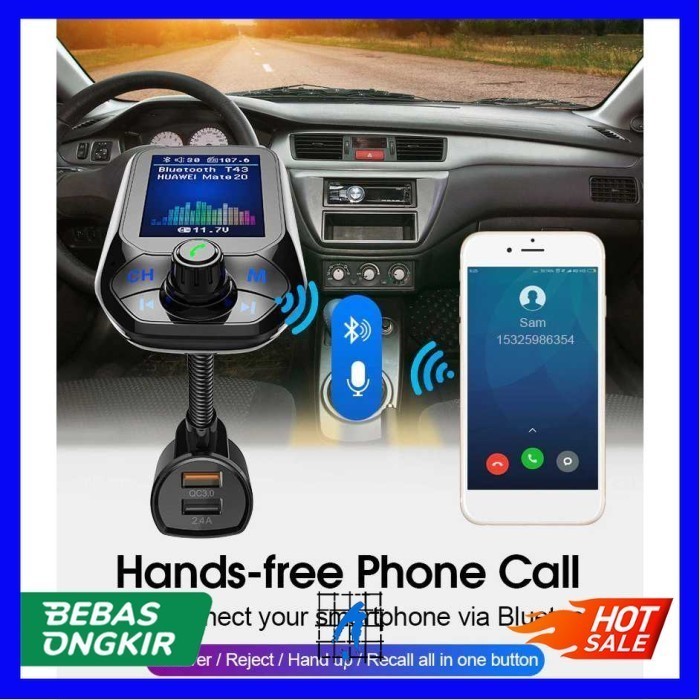 Bluetooth Audio Receiver FM Transmitter USB Charger Car