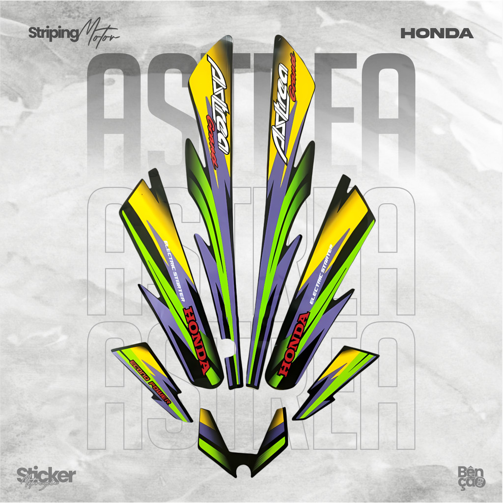Striping stiker motor | HONDA Astrea Grand 97 1997 hitam lis kuning     Variasi Standar  berkualitas