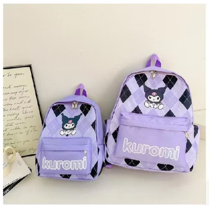 Tas Ransel Anak Sekolah Motif Sanrio Kuromi Melody / Tas Cinnamonroll - Kuromi, Besar