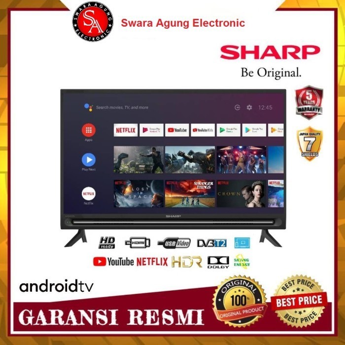 Led Android TV 32 Inch Sharp Type: 2T-C32BG1 (Khusus Daerah Medan)