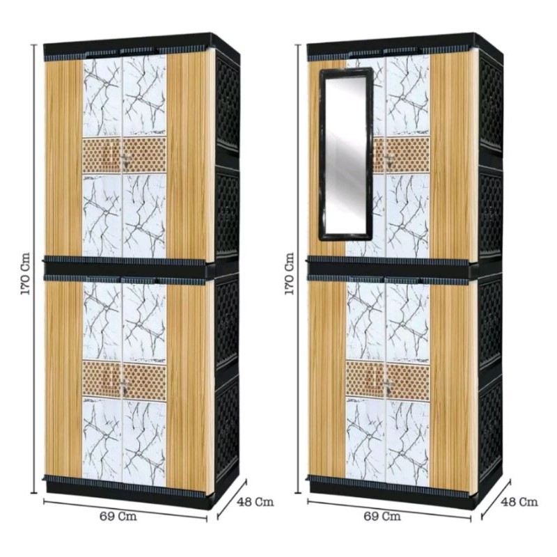 AKAKO - LEMARI PAKAIAN GANTUNG + RAK + KACA MINIMALIS AKAKO VIP 2 PINTU / Almari / Lemari Portable /