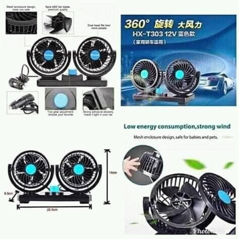 

Kipas Angin Mobil Double Blower Portable Vehicle Fan 360 12v universal