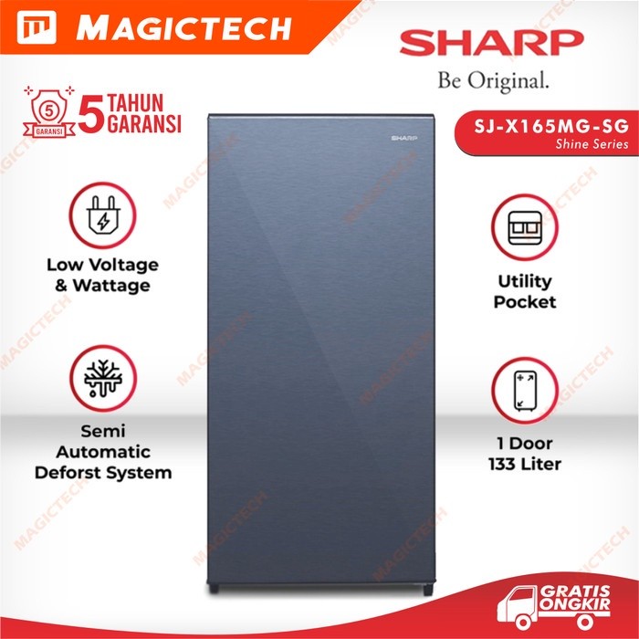 KULKAS SHARP 1 PINTU SJ-X165MG-SG / SJ-X165 / SJ-165 133L - GREY