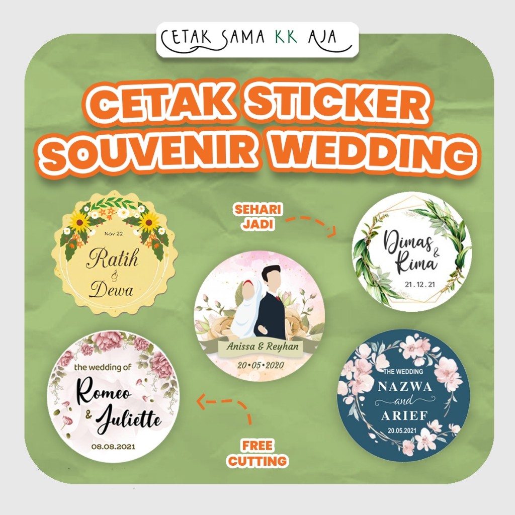 

CETAK STIKER SUVENIR WEDDING STICKER MAKANAN STIKER TEMPELAN KONDANGAN