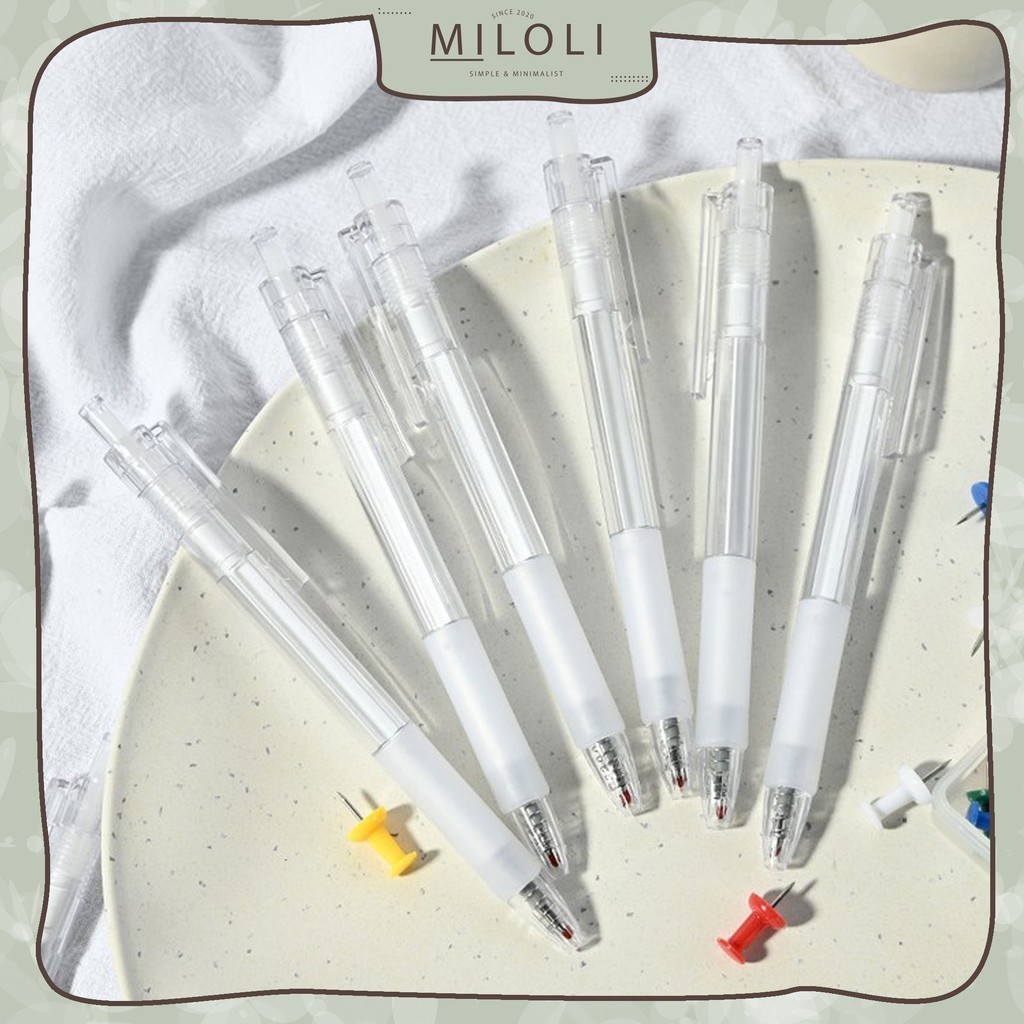 

[MILOLI] Pena Gel Mekanik 0.5mm White Minimalist Aesthetic Pen - D0017