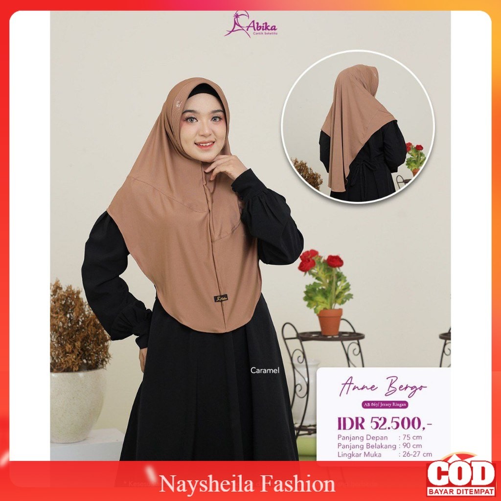 Bergo Anne Abika Hijab Kerudung Instan Bahan Jersey Ringan Jilbab Daily Terbaru Keenan