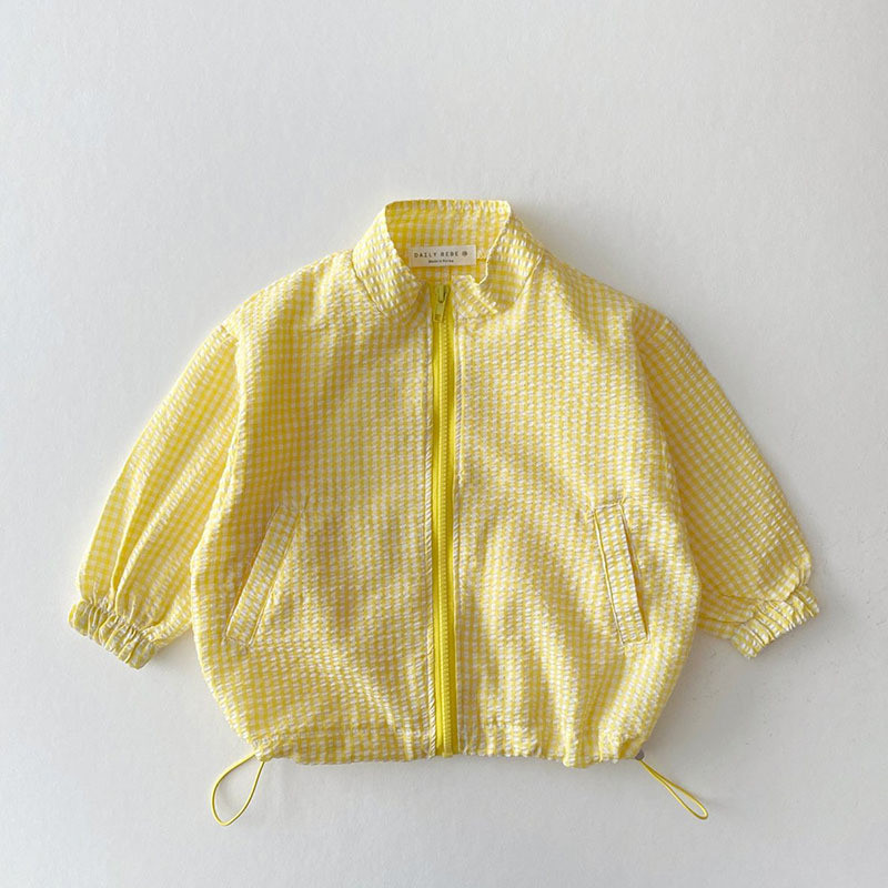 0-5-year-old Korean version of childrens clothing summer thin plaid sunscreen breathable jacket girl