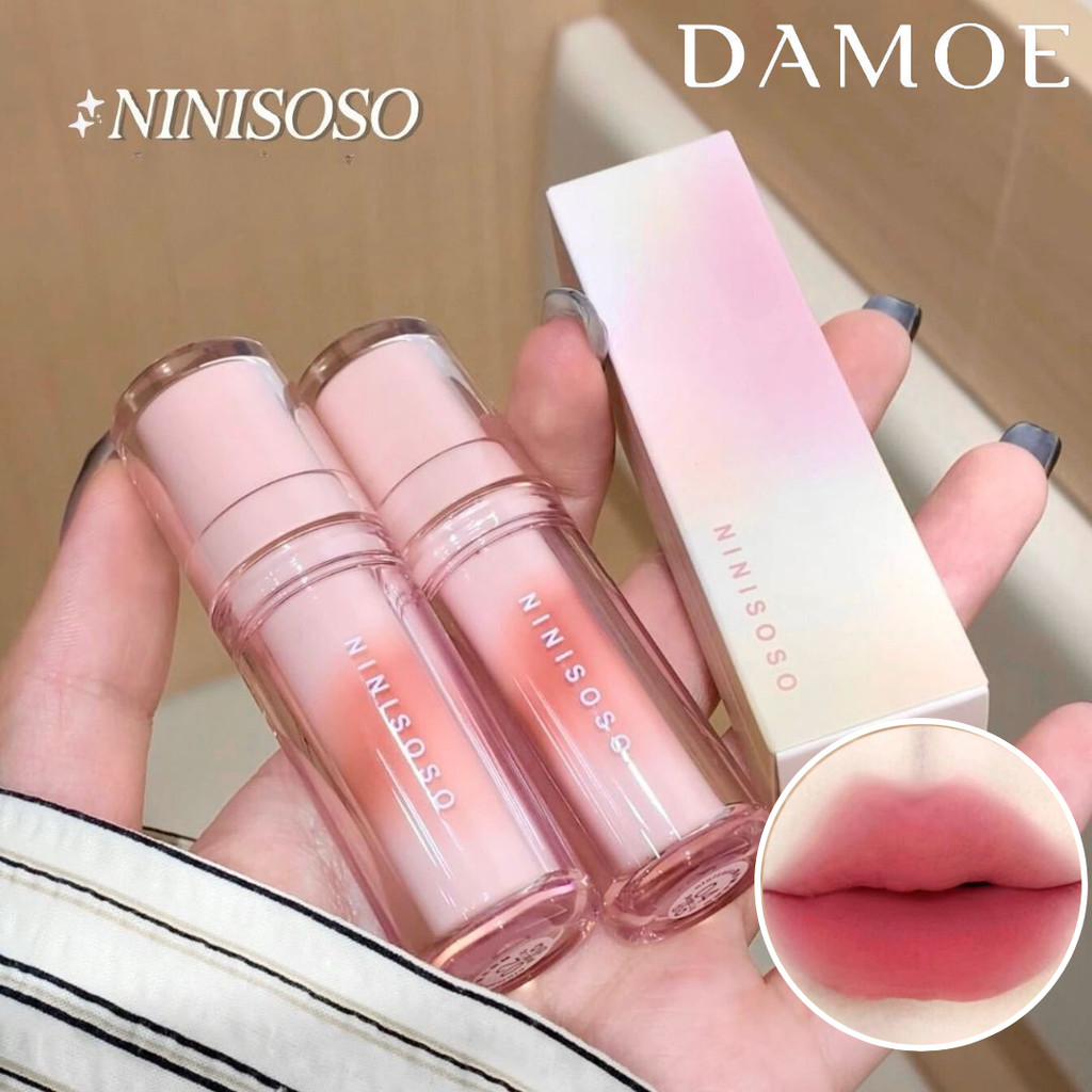 NINISOSO Tulle Mist Dot Lip Glaze Soft Matte Lipstick Colow Lip Mud