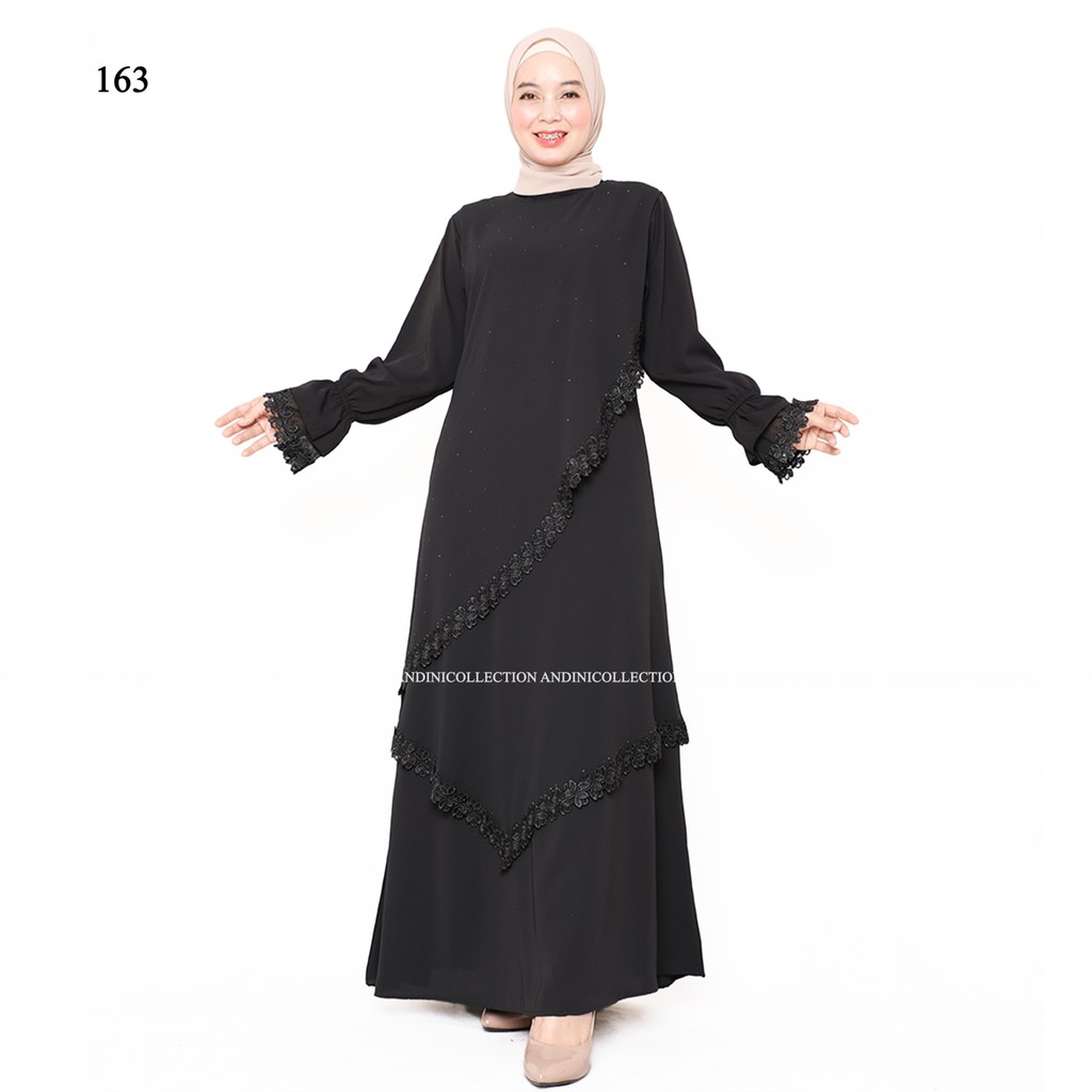 ANDINICOLLECTION Abaya Hitam 164 - Gamis Wanita Abaya Hitam / Gamis Hitam Umroh / Abaya Hitam Turkey