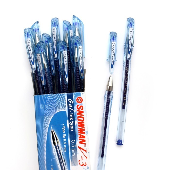 

[New] Pulpen Snowman V3 Pen gel 0.5mm Bulpen Bolpoint ( Perlusin ) - Biru
