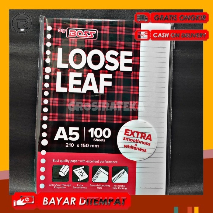 

KERTAS REFILL, ISI BINDER, LOOSE LEAF, BBO LL 100 A5 GARIS BIG BOSS