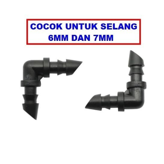 Elbow L 7 mm dan Selang PE 6 Fitting Nepel
