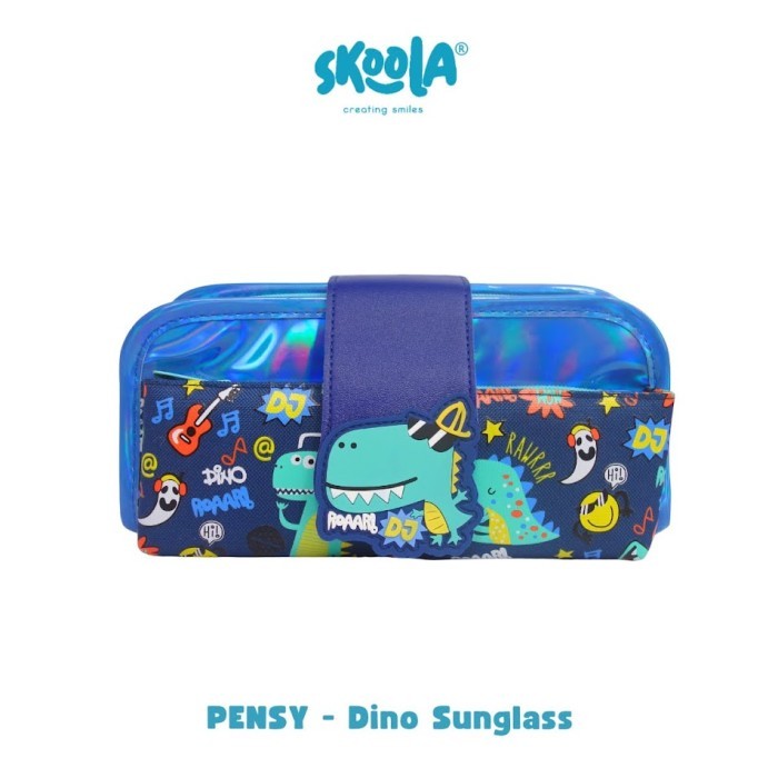 

[New] Skoola Tempat Pensil Lipat 3 Pencil Case Threefold Anak Unisex - Pensy - DINO SUNGLASS