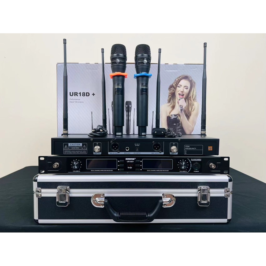 MIC WIRELESS SHURE UR18D+  /ur 18 d+ 2 MIC HANDHELD FREE KOPER ur 18d+
