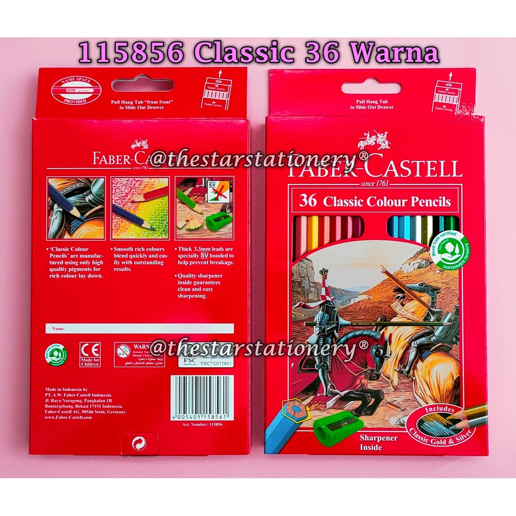 

(1 Set) GROSIR Pensil Warna Faber Castell Classic 36W Panjang 115856 / Faber Castell Classic Colour