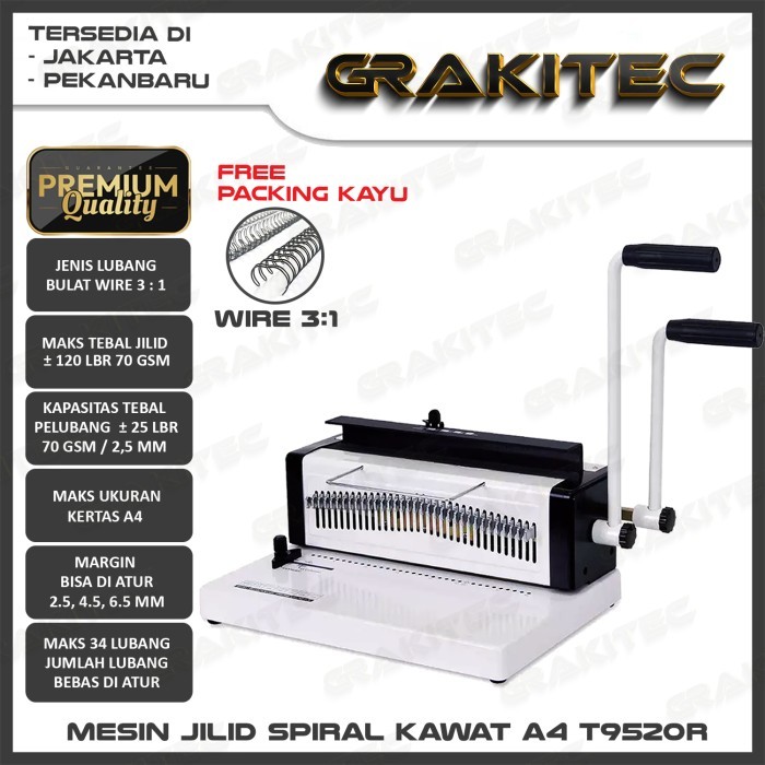 

Mesin Jilid Spiral Kawat GRAKITEC TD-1231 T9520R - A4 TD1231