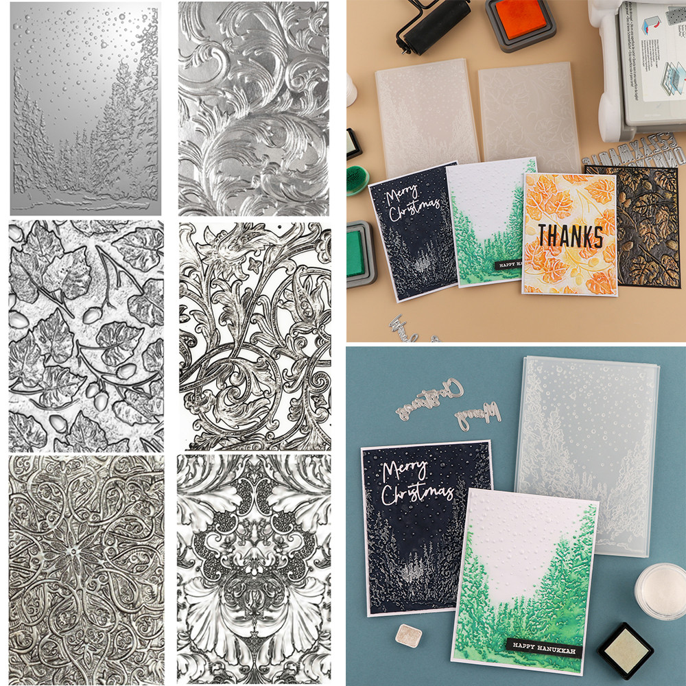 

3D Embossing Folder Retro Patterns Leaves Jungle Background For DIY Scrapbook Card Making Process Decoration Add Textured Detail