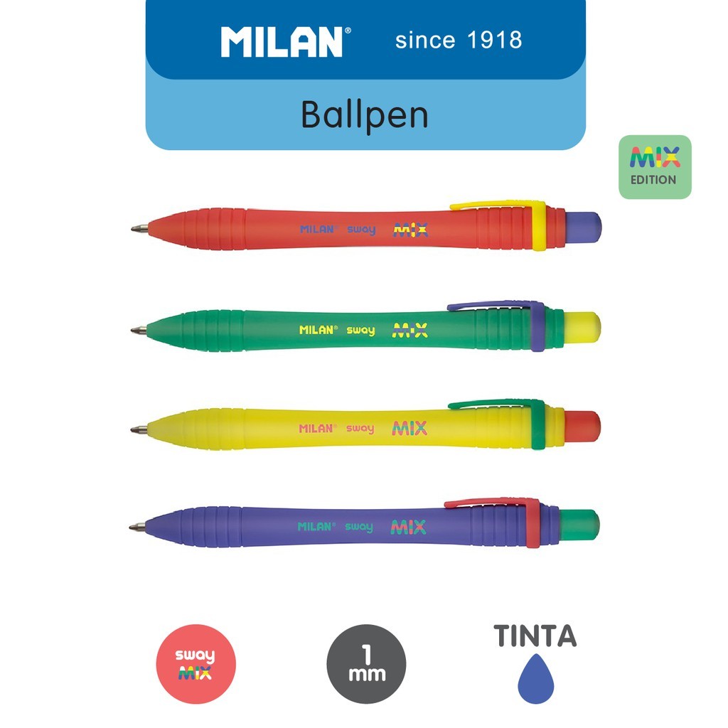 

[BMS Tangerang] Milan Pulpen Pena / Bolpen Bolpoint Sway Warna Warni 1 mm (1 Pcs) #17657411