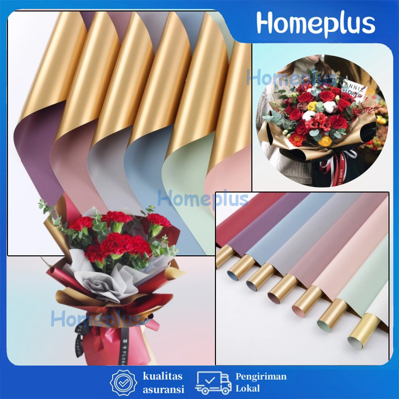 

Kertas Bunga Kertas Buket Flower Wrapping Bi Color Gold Cellophane 58x58cm Waterproof Kertas Buket Bunga