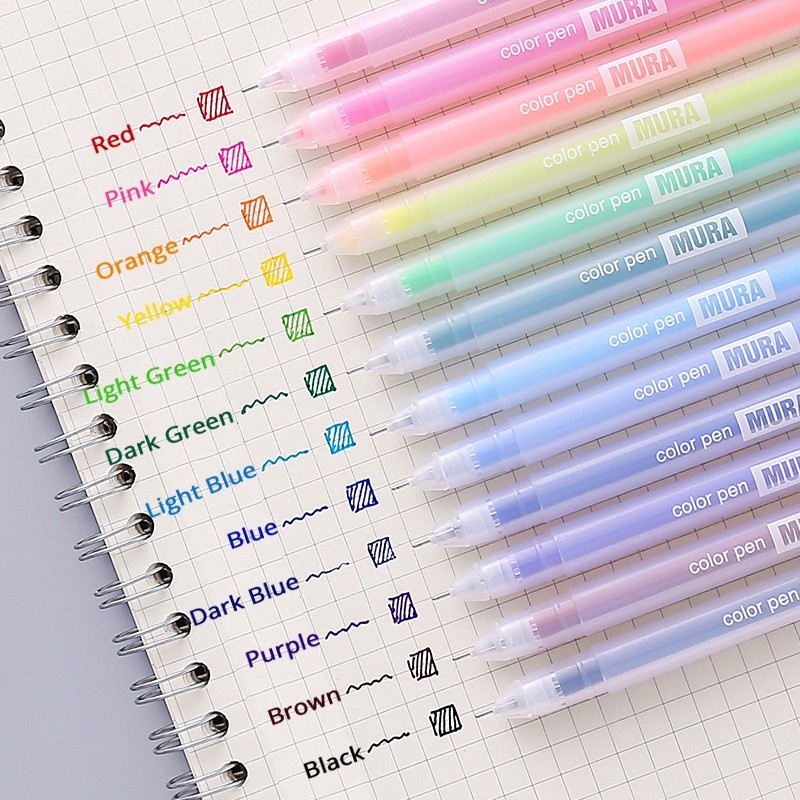 

9/12 PCS Colored Gel Pens Set Kawaii Blue 0.5 mm Ballpoint Pen for Journal Office Cute School Stationary Supplies