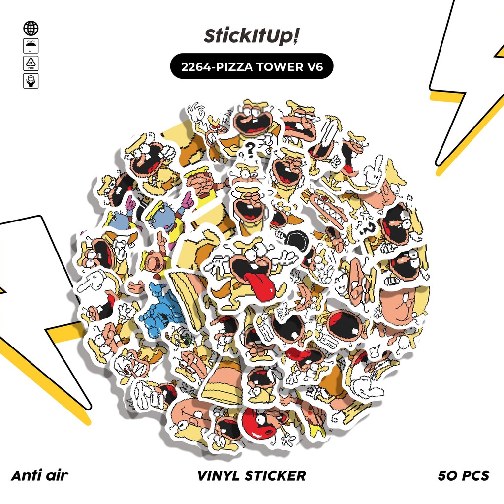 

COD✨ 50 Pcs Stiker Pack PIZZA TOWER V6 Lucu Aesthetic Vynil Waterproof untuk Freebies Sticker Buku Journal Casing HP Laptop