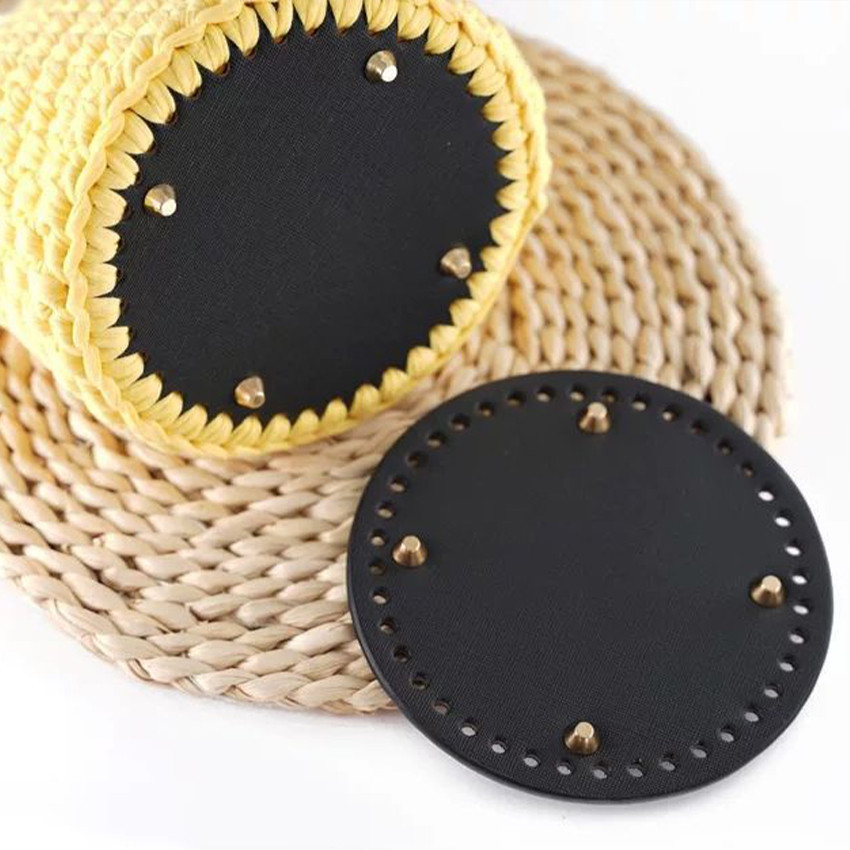 Alas Tas Rajut Kulit Premium Bulat / PU Kulit Leather Base / Alas Tas Rajut Original Surya Kencana