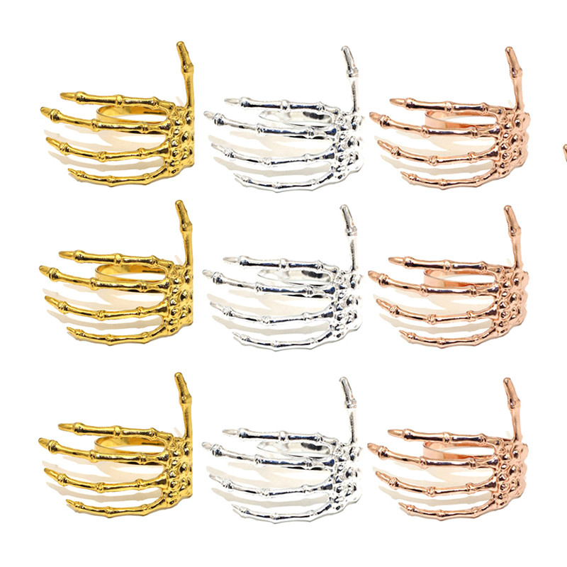 Halloween Napkin Rings Skeleton Hand Napkin Ring Holders For Dining Table For Halloween Thanksgiving