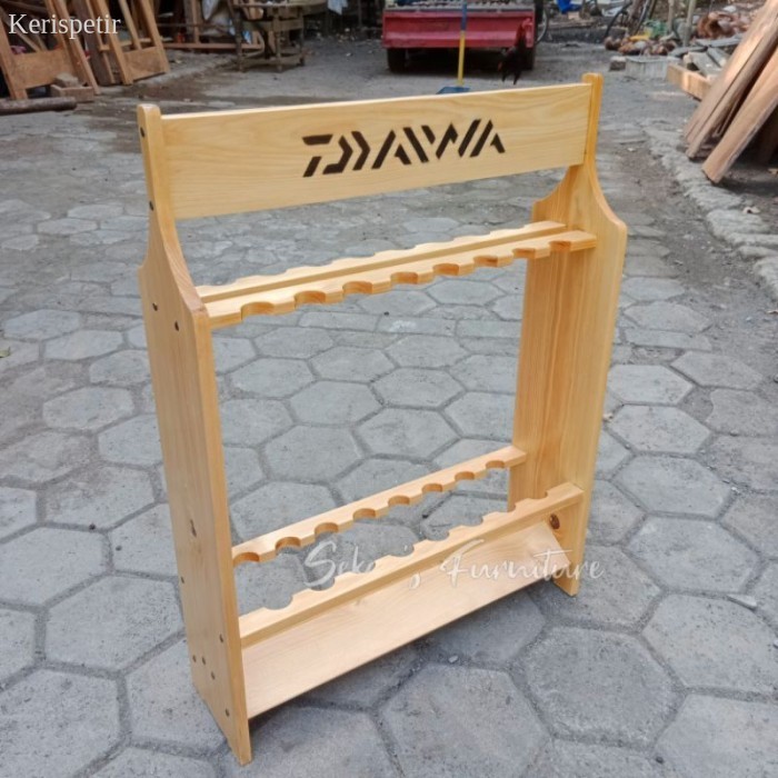 

Rak Joran Pancing/ Rod holder/ Rak joran kayu 16 lubang murah