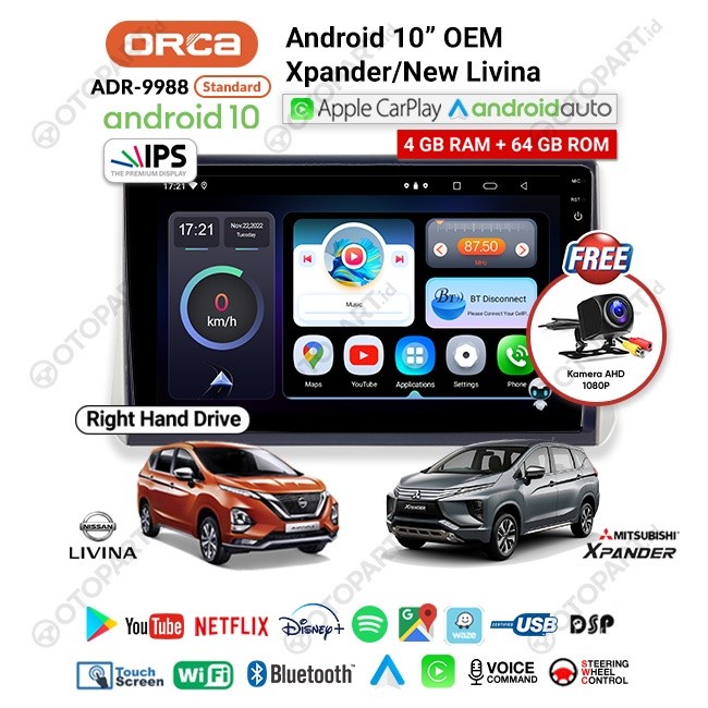 Head Unit TV Android 10″ inch OEM Mitsubishi Xpander ORCA RHD