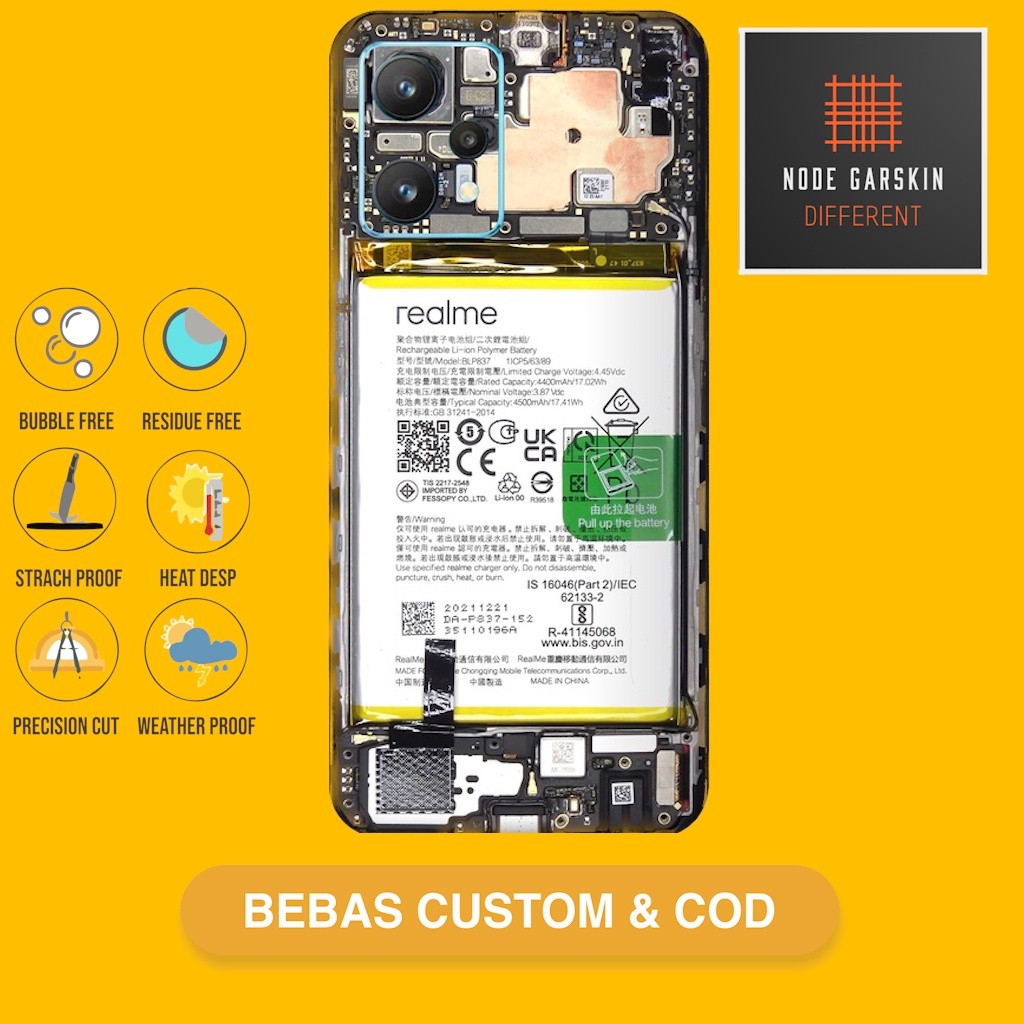 Garskin Skin Vinyl Realme 9 pro plus Fullbody Atau Backonly - Bisa Custom - teardown mesin Case Stic