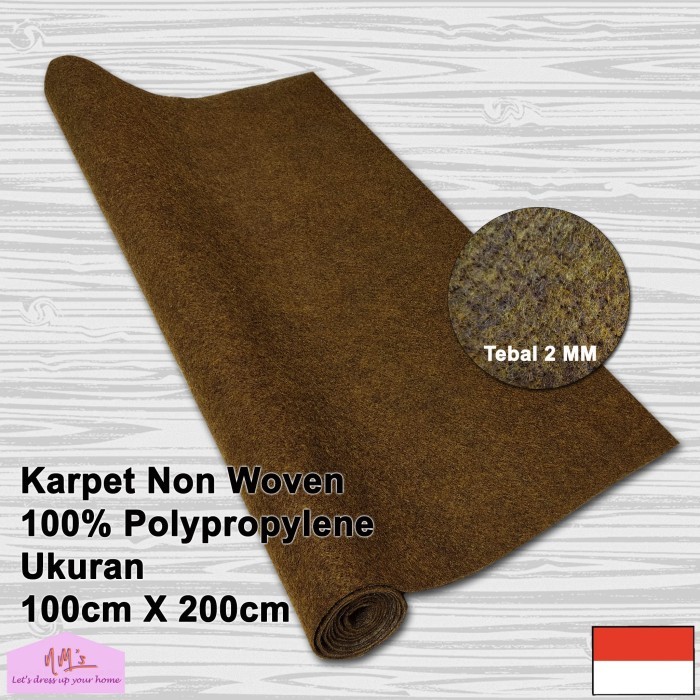 Karpet non woven brudu alas lantai polos kasur duduk pameran panggung - Coklat Tua