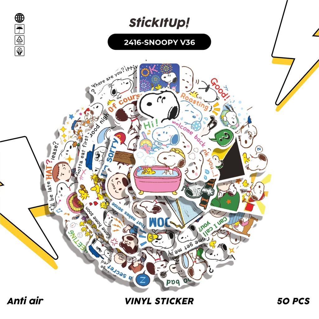 

COD✨ 50 Pcs Stiker SNOOPY V36 Lucu Anti Air Untuk Dekorasi Notebook Sepeda Skateboard Handphone DIY