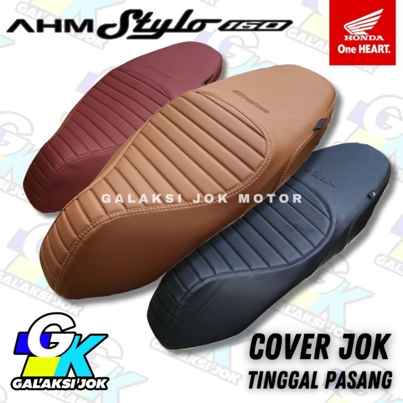 AJ19U Cover Jok Motor Honda Stylo 160 Tinggal Pasang Model Caferacer