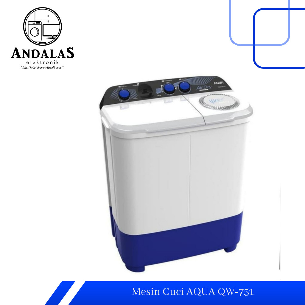 AQUA Mesin Cuci 2 Tabung QW-751XT / QW751-XT / QW-751-XT 7Kg