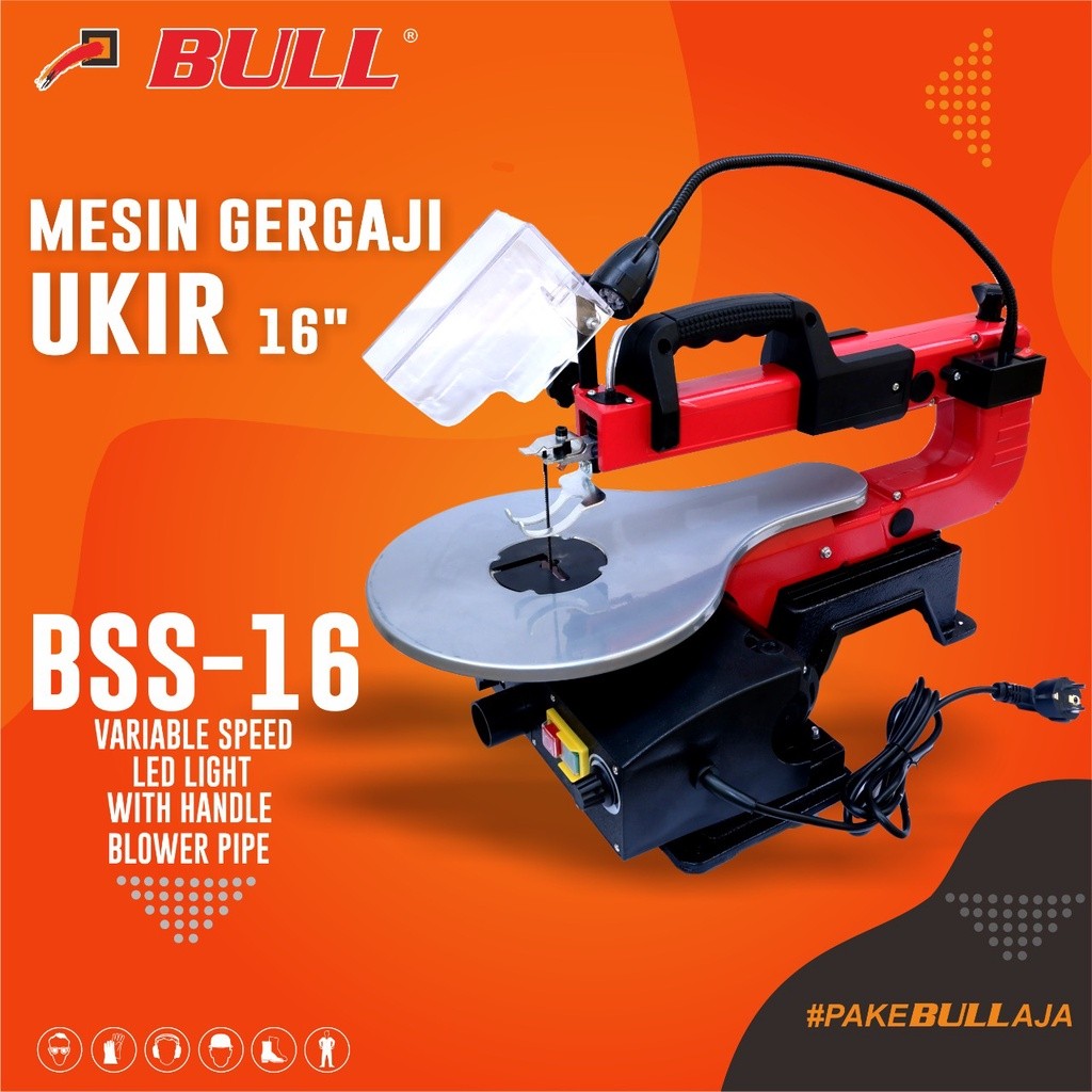 BULL scroll saw mesin gergaji ukir 16" BSS16 / variable speed / gergaji triplek ukir jigsaw duduk