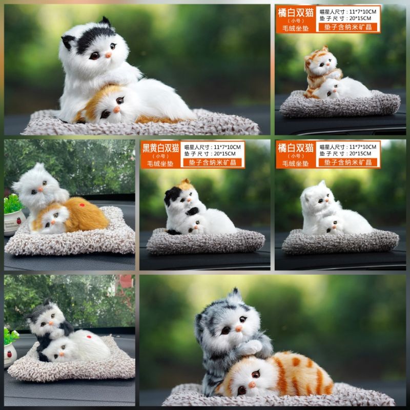 ARANG Bambu Kucing Pajangan Dashboard Mobil Pajangan Mobil Arang Bambu Mobil Arang Bambu Dua Kucing