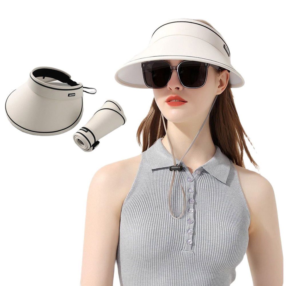 Summer Wide Brim Sun Women Visor Hat Foldable Packable UV Protection Golf Hat Portable Lightweight S