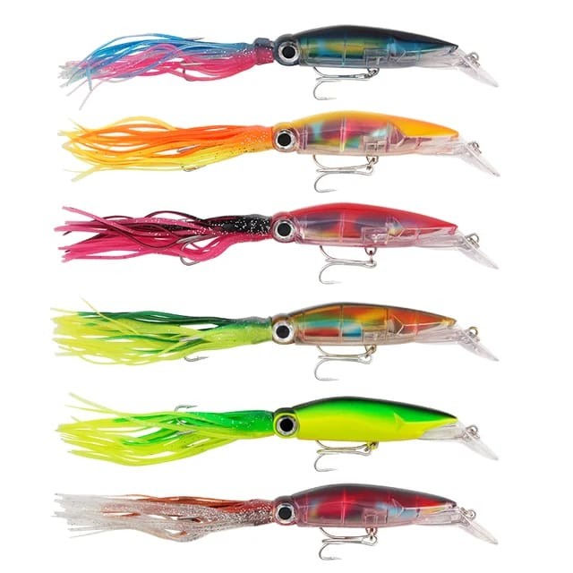 umpan minnow trolling bentuk cumi bahan plastik dengan kombinasi silikon
