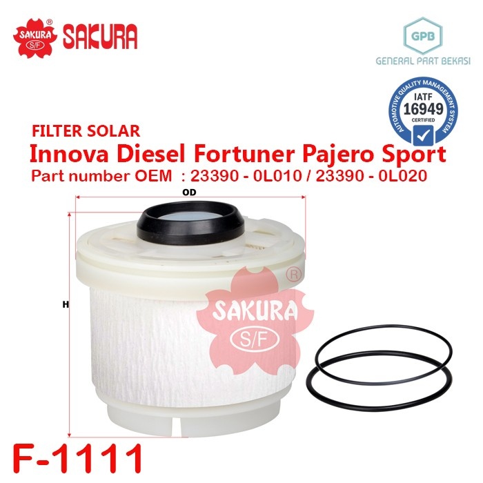 Fuel Filter Solar Innova Diesel Fortuner Pajero Sport Sakura F-1111 F1111