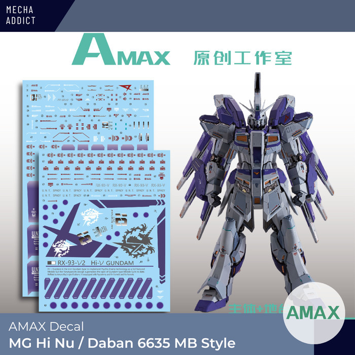 Water Slide Decal MG Hi Nu Gundam Bandai / Daban 6635 MB style + Base By AMAX