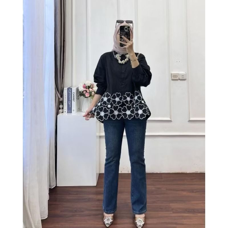 KEMEJA MOTIF BUNGA KAZUMI // KEMEJA MOTIF WANITA