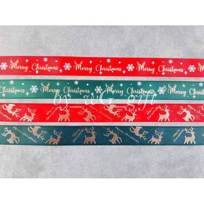 

Pita Natal - Grossgrain - Merry Christmas - Lebar 2.5 cm - Mix Motif & Colour - 1 Pack 1 Piece